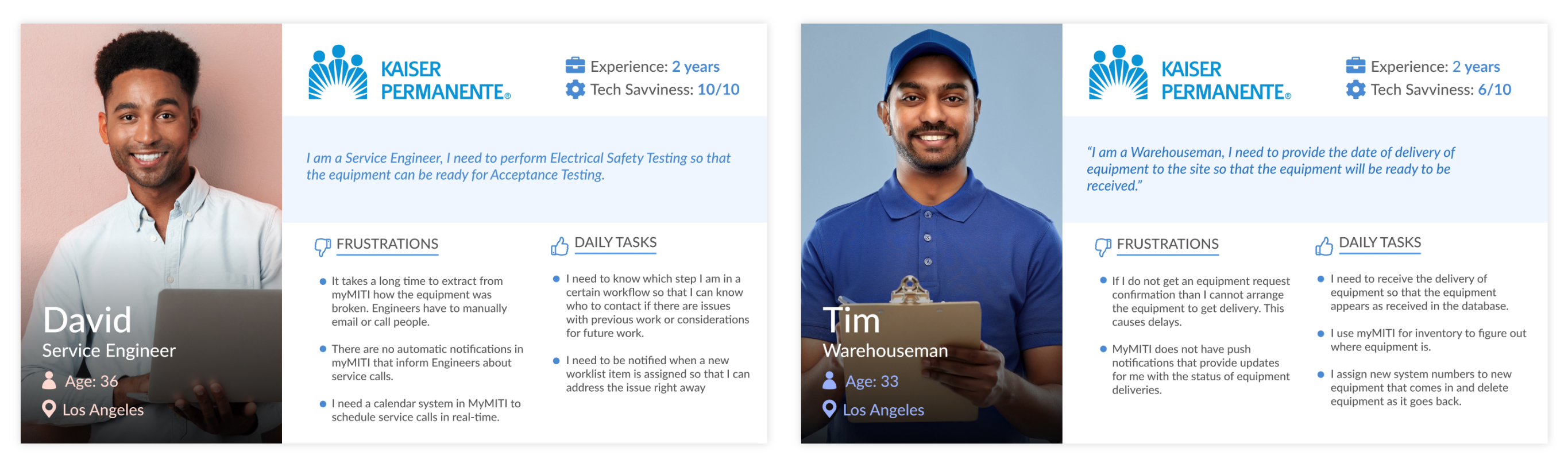 Description and image of the service engineer and warehouse manager